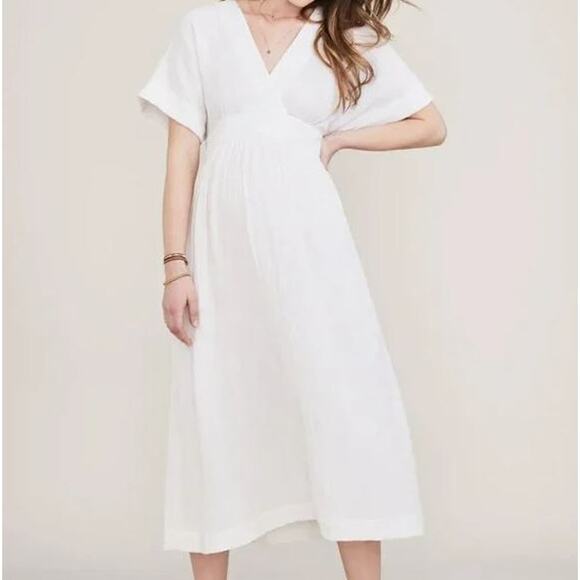 Hatch Dresses & Skirts - Hatch The Carolina Short Sleeve V Neck Cotton Maternity Dress White Women Size 0
